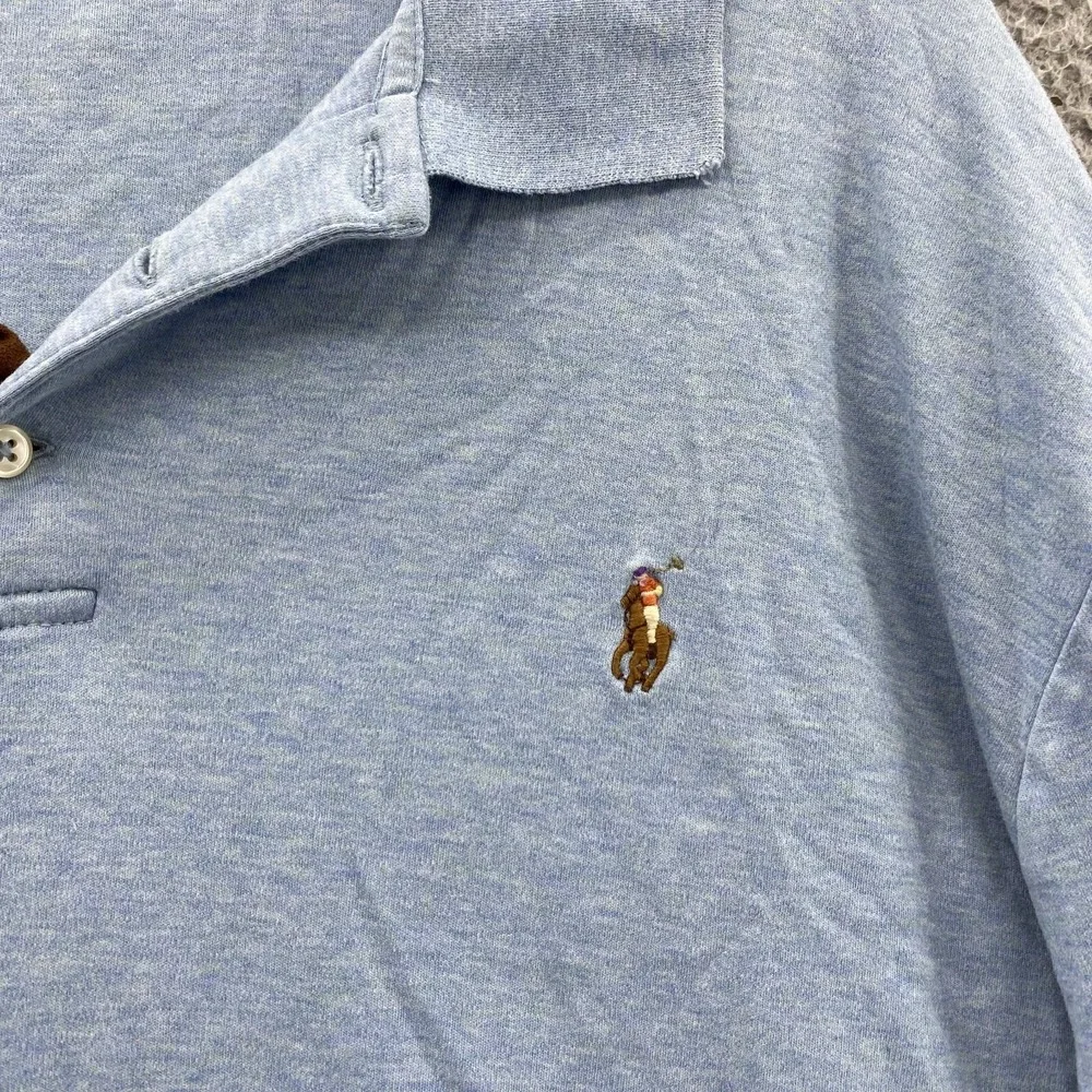 Ralph Lauren Polo Shirt Mens 2XL Blue Classic Fit Flash Pony 90s Academia Preppy